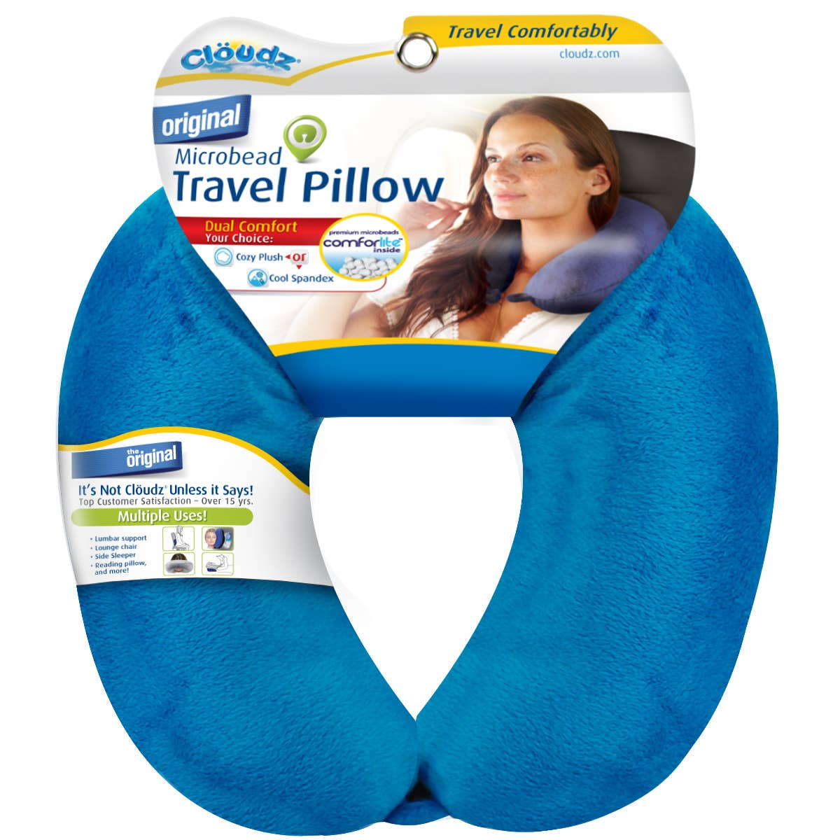 Neck Pillow, Cloudz Microbead Travel Neck Pillow - Bright Blue
