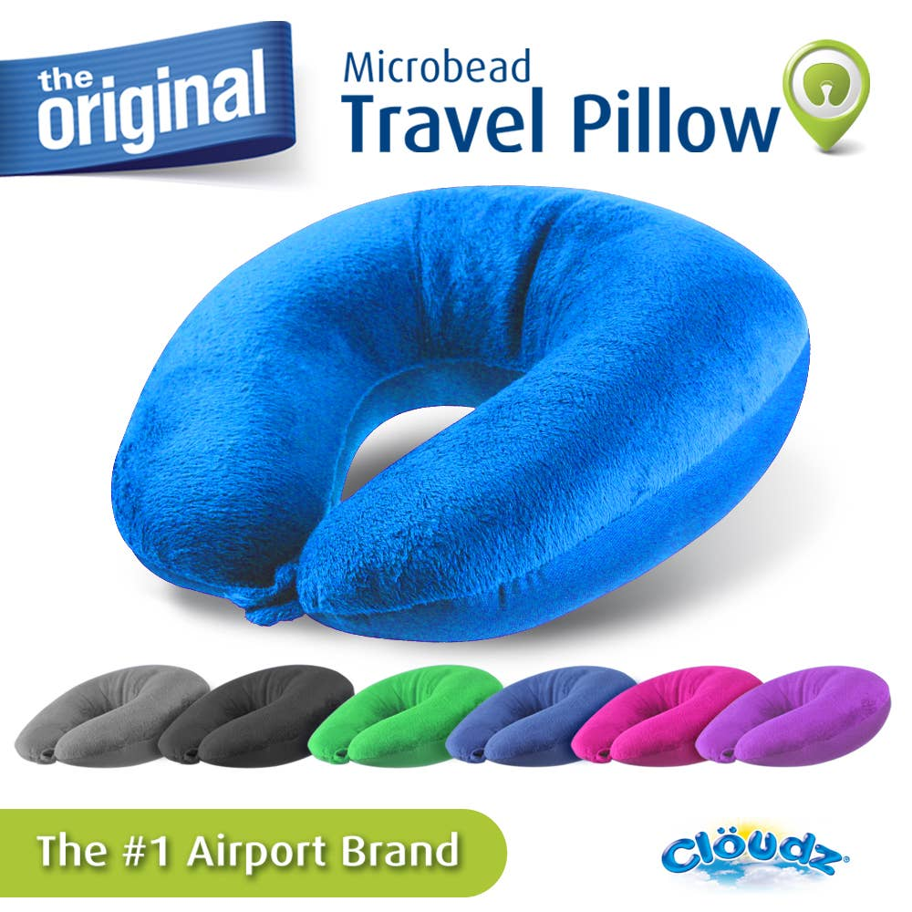 Neck Pillow, Cloudz Microbead Travel Neck Pillow - Bright Blue