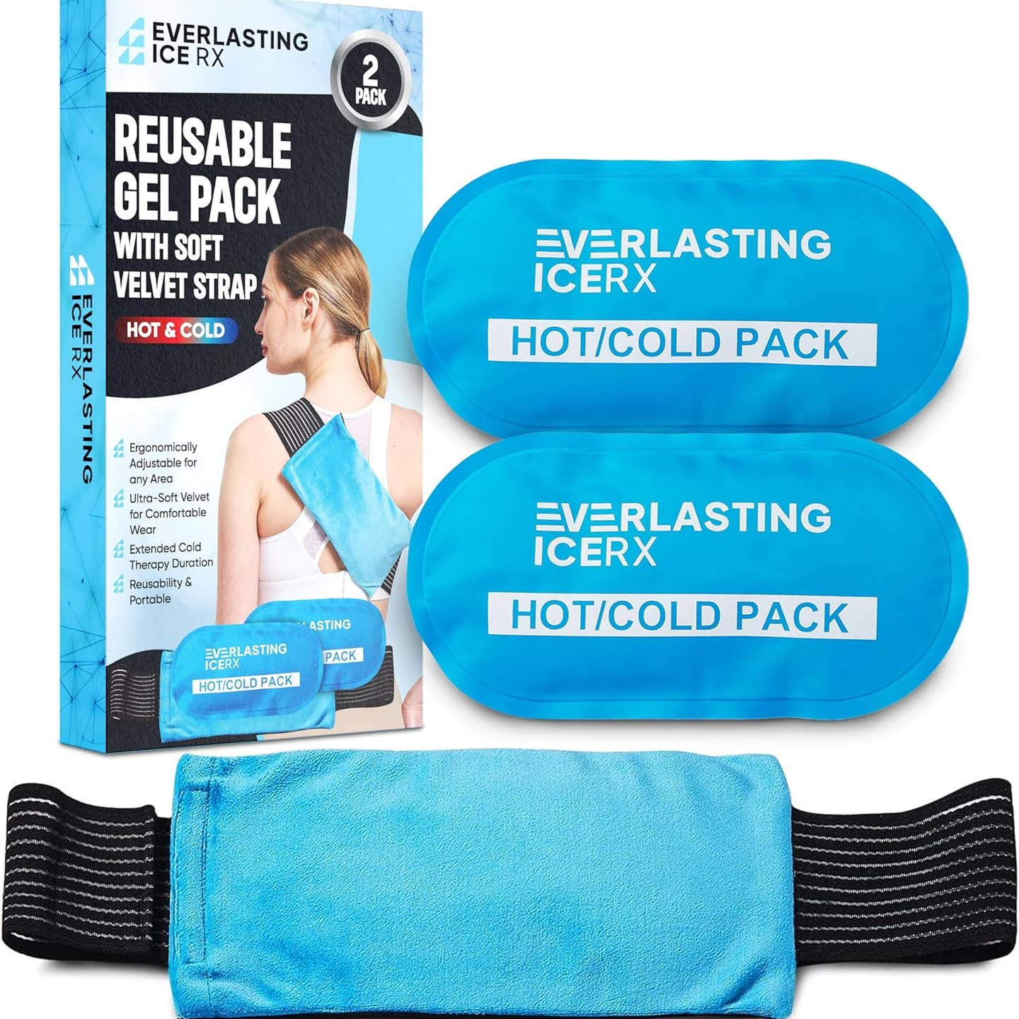 Ice Pack, Reusable Hot and Cold Gel Ice Pack Wrap (2 Pack) - Hot and C